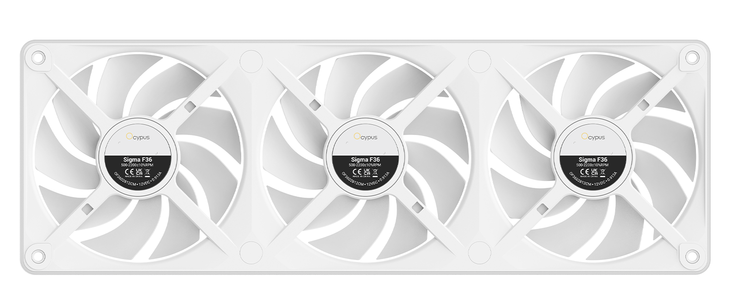 Комплект вентиляторов для корпуса Ocypus Sigma F36 WH ARGB [120 x 120 мм, 2200 об/мин, 82.5 CFM, 36 дБ, PWM]
