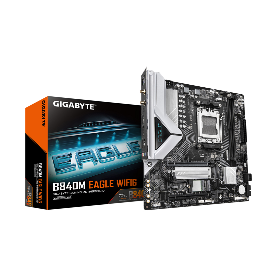 Материнская плата Gigabyte B840M EAGLE WIFI6 [AM5, AMD B840, 2xDDR 5, 2xM.2, 2xPCI-E x16, Micro-ATX]
