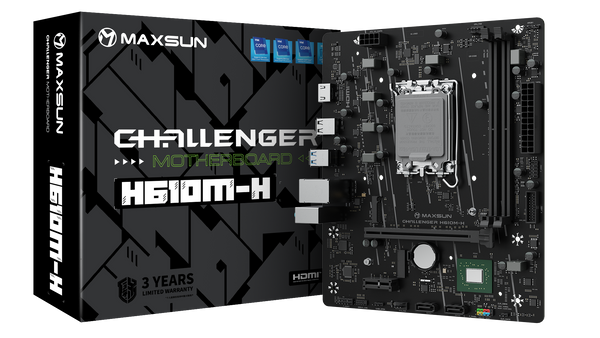 Материнская плата Maxsun Challenger H610M-H V1 (MS-Challenger H610M-H V1) [LGA 1700, Intel H610, 2xDDR 4, 1xM.2, 1xPCI-E x16, Micro-ATX]