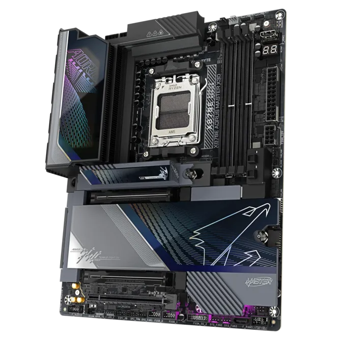 Материнская плата Gigabyte X870E AORUS MASTER X3D (X870E A MASTER X) [AM5, AMD X870E, 4xDDR 5, 3xM.2, 3xPCI-E x16, Standard-ATX]