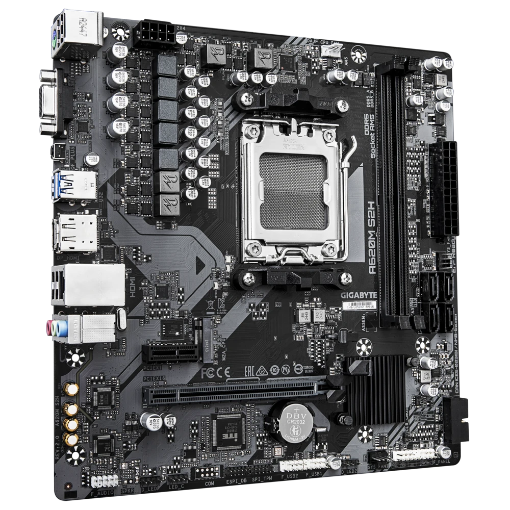 Материнская плата Gigabyte A620M S2H (A620M S2H 2.0) [AM5, AMD A620, 2xDDR 5, 1xM.2, 1xPCI-E x16, Micro-ATX]
