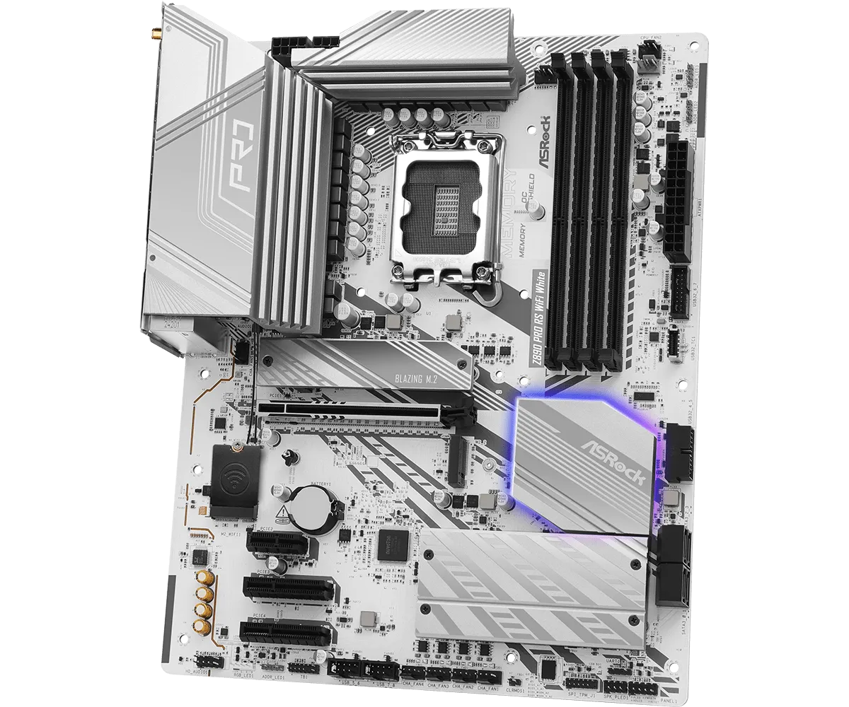 Материнская плата ASRock Z890 PRO RS WIFI WHITE [LGA 1851, Intel Z890, 4xDDR 5, 4xM.2, 1xPCI-E x16, Standard-ATX]