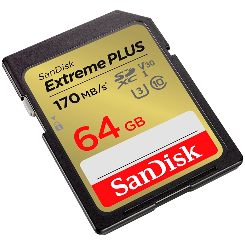 Карта памяти SANDISK Extreme PLUS 64GB SDXC, UHS-I, Class 10, U3, V30 (SDSDXW2-064G-GNCIN)