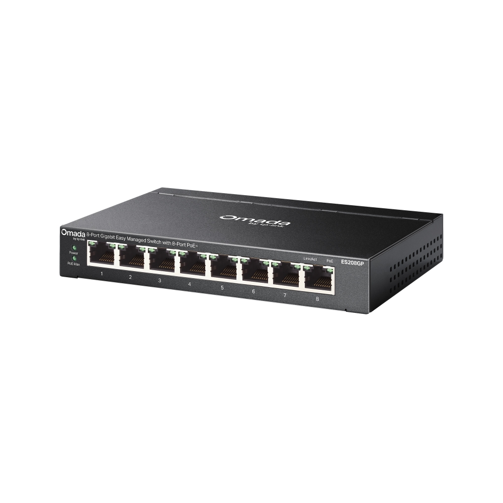 Коммутатор TP-Link Omada ES208GP PoE+ GbE Easy Managed  8-портовый 