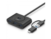 Концентратор USB HUB Ugreen CR113 USB 3.0 A With USB-C Plug 4 Ports HUB 40850, Black