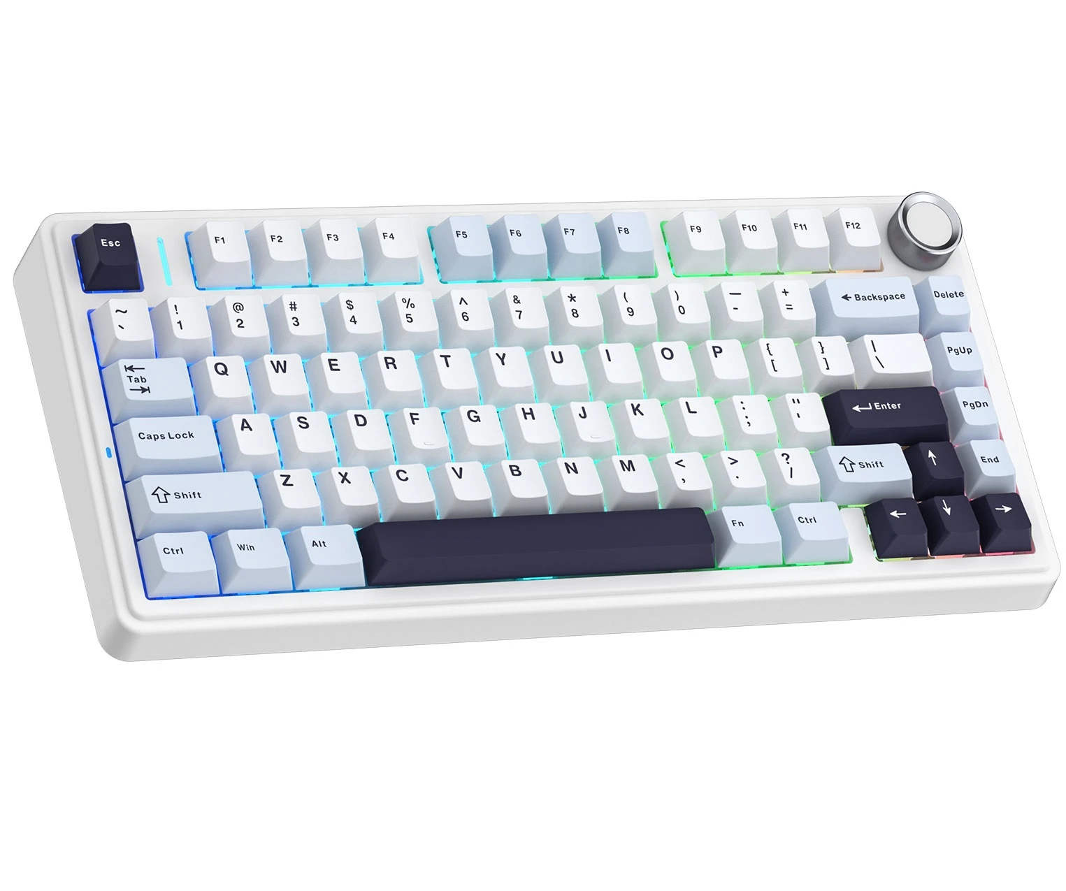 Клавиатура Aula F75 [механическая, проводная + беспроводная, RGB подсветка, Leobog Graywood V3, белая]