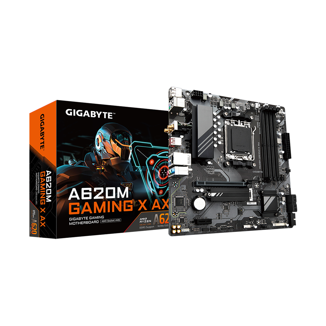 Материнская плата Gigabyte A620M GAMING X AX [AM5, AMD A620, 4xDDR 5, 1xM.2, 1xPCI-E x16, Micro-ATX]