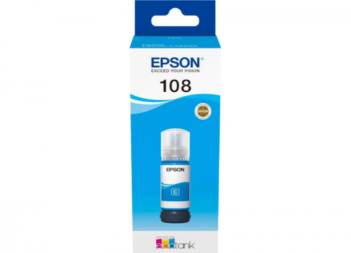 Контейнер с чернилами Epson C13T09C24A 108 EcoTank, оригинальный, голубой, 70 мл