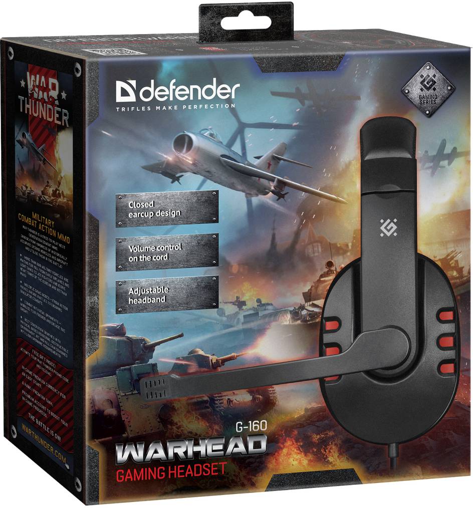Наушники-гарнитура игровые, Defender, Warhead G-160, черный