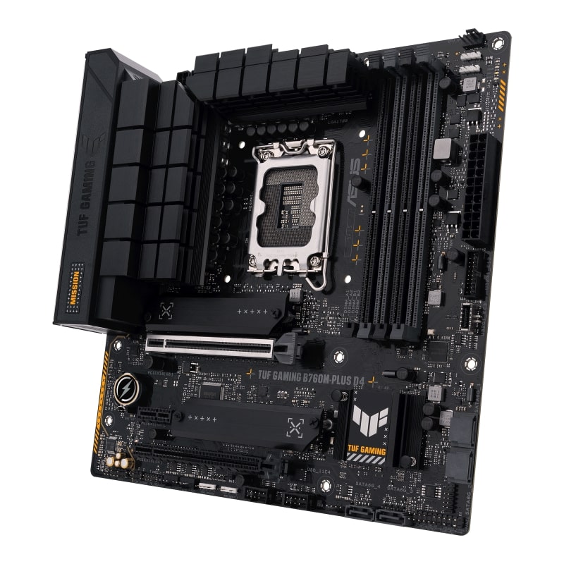 Материнская плата ASUS TUF GAMING B760M-PLUS D4 [LGA 1700, Intel B760, 4xDDR 4, 4xM.2, 2xPCI-E x16, Micro-ATX]