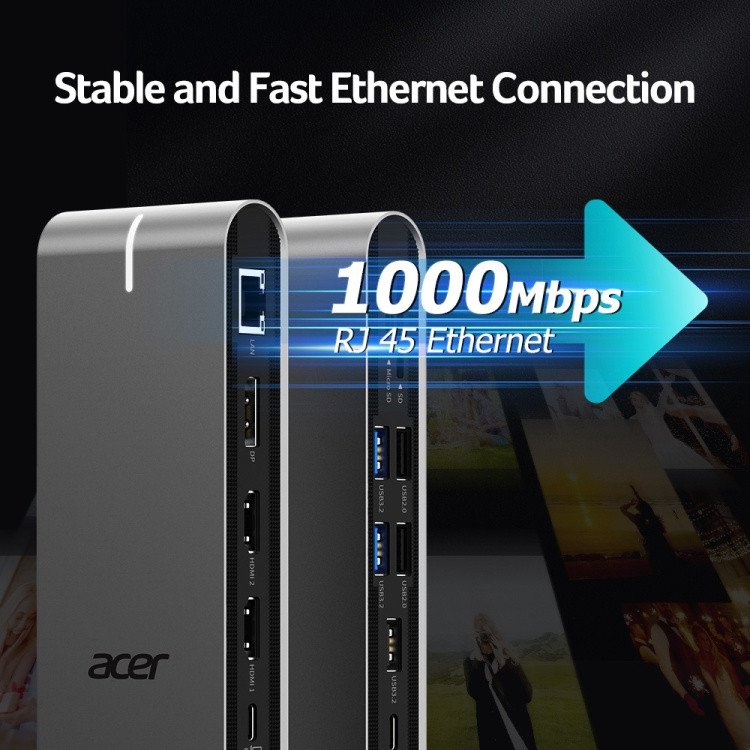 Док-станция Acer Type C Universal docking station 15in1, 2 x HDMI 4K 60Hz, 1 x DP 8k 30Hz,  