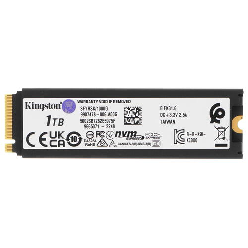 Твердотельный накопитель SSD Kingston Fury, SFYRSK/1000G, 1 ТБ, M.2 (2280)