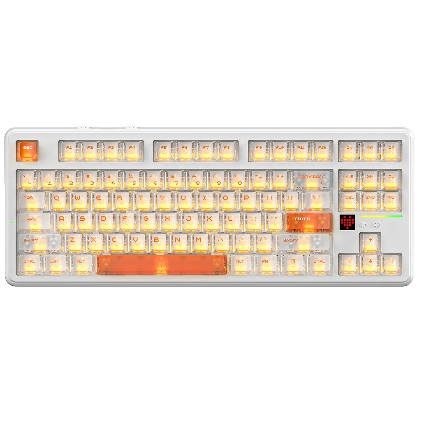 Клавиатура Attack Shark X87Ultra Ice Orange, Mechanical, 87 keys, 2.4/BT/USB-C, EN, 10.000mAh