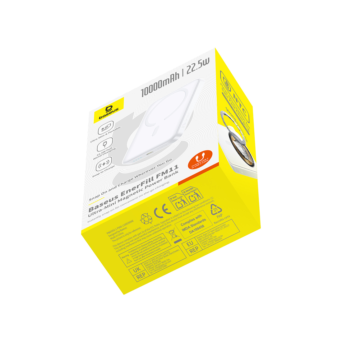 Портативный внешний аккумулятор, Baseus, EnerFill FM11 Ultra-Mini, (P1008210E213-00), 10000mAh, 22.5W, Белый
