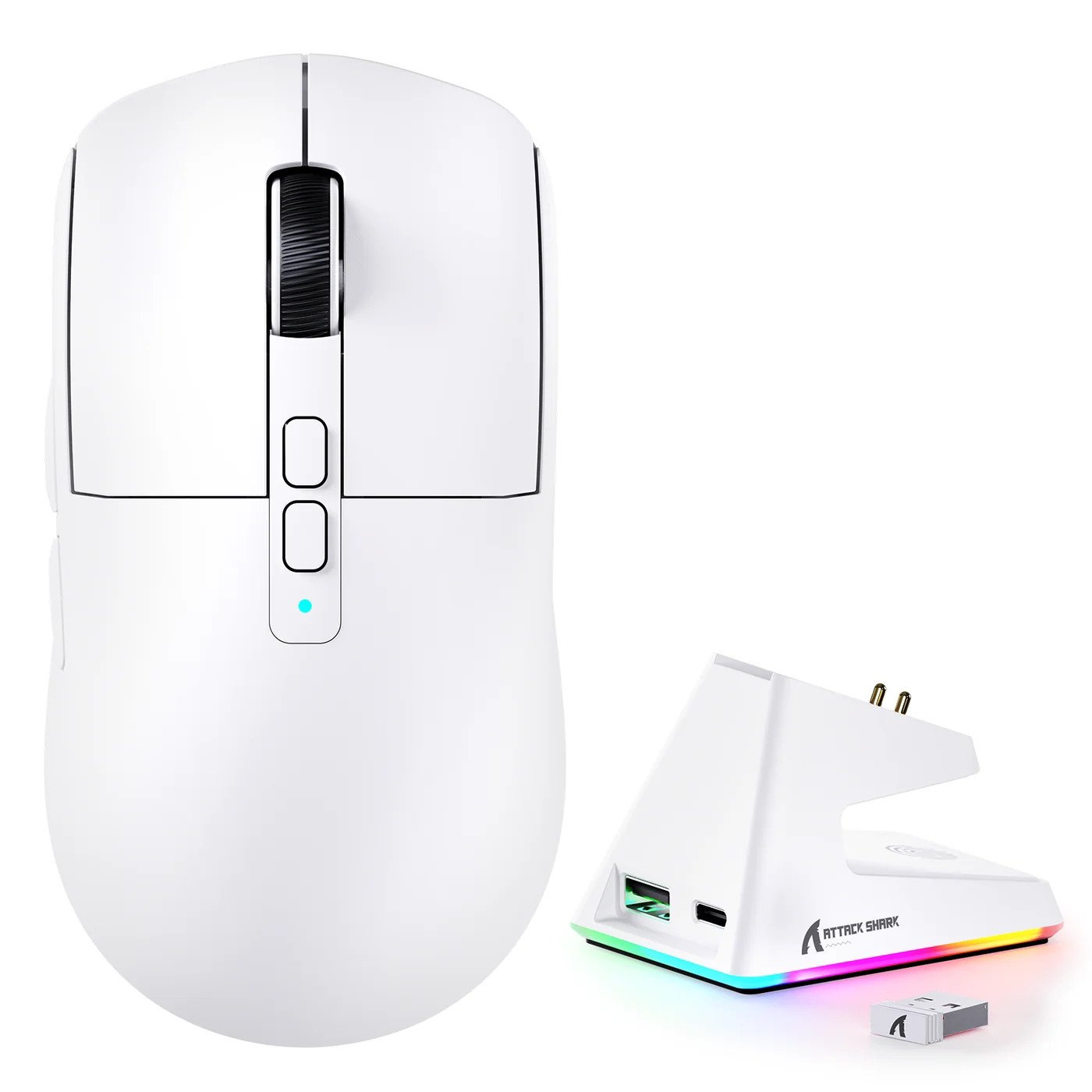 Мышь Attack Shark X6 White, PAW3395, 26000 DPI, 2.4/BT/Wired, 80 Million Clicks, 500mAh, 49±3g