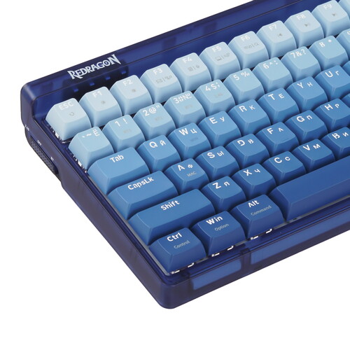 Клавиатура Redragon Garen Pro (71745) [механическая, проводная + беспроводная, RGB подсветка, Redragon + Purple, голубая]