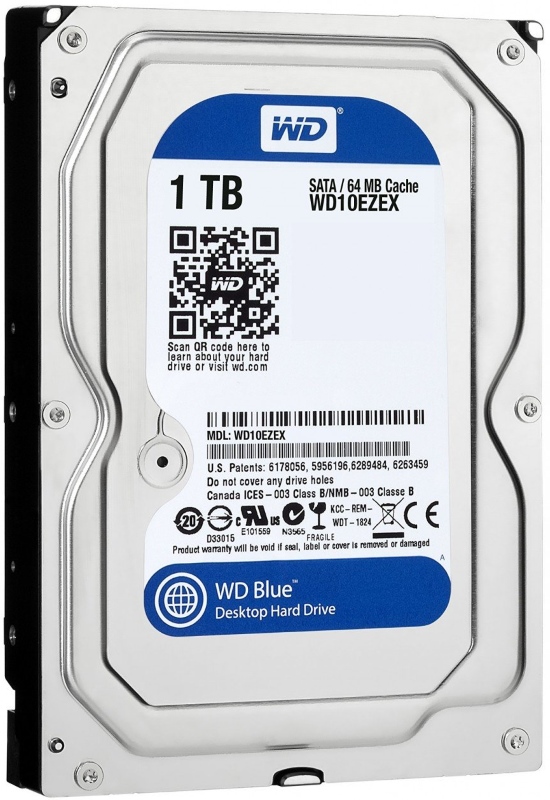 Жесткий диск Western Digital Blue WD10EZEX [1 ТБ, 3.5", SATA III, 7200 об/мин, кэш - 64 МБ, для настольного компьютера]