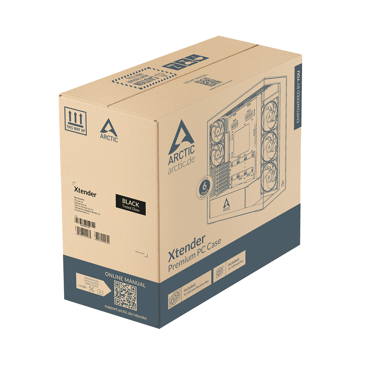 Корпус Arctic Cooling Xtender (ACPCC00015A) [Midi Tower, 2x 120 мм + 3x 140 мм, Черный]