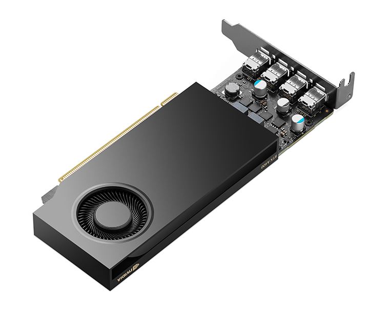 Видеокарта PNY NVIDIA A400 (VCNRTXA400-SB) [4 ГБ, GDDR6, 64 бит, mini-DisplayPort (4 шт)]