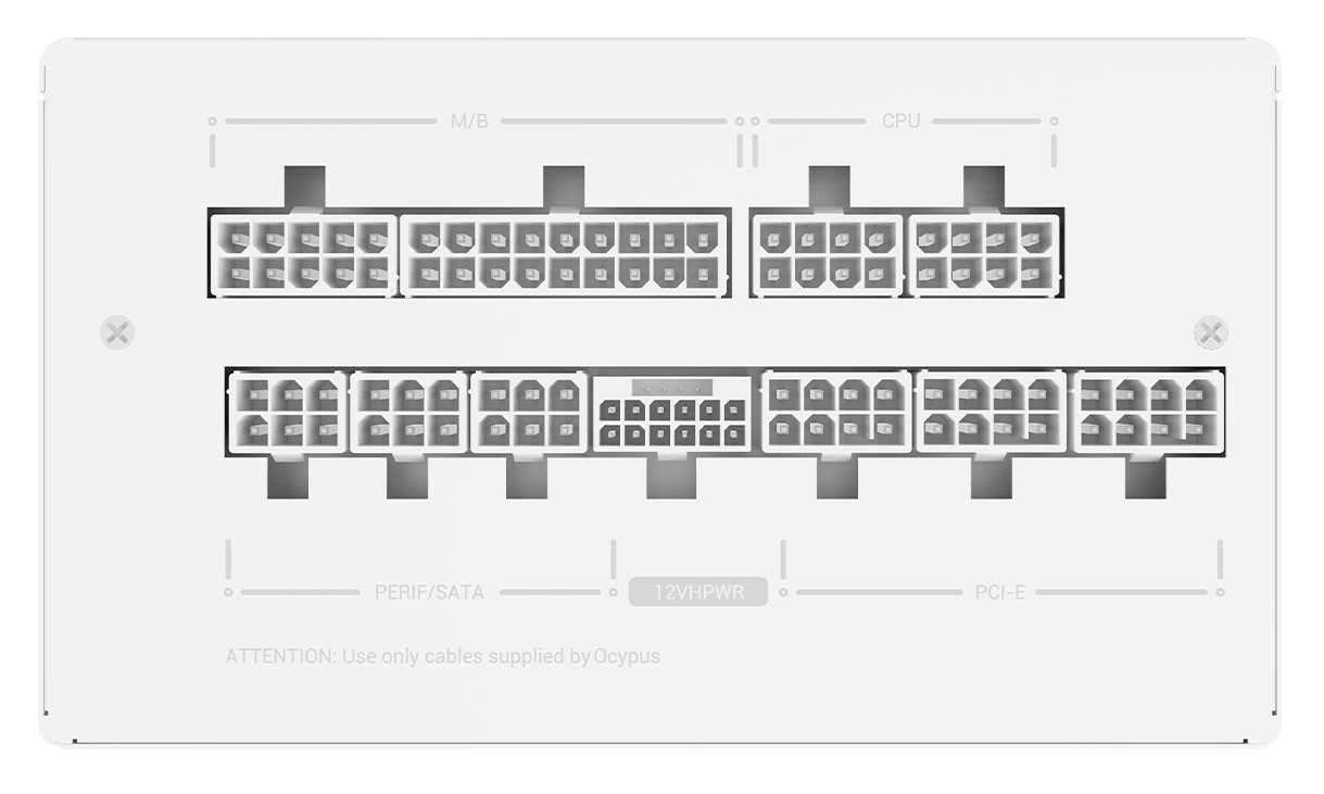 Блок питания Ocypus Iota P1200 WH 1200W (Iota-P1200-G1FFWH025X-E) [1200 Вт, 80 PLUS Gold, 8x SATA, 1 x 16 pin (12VHPWR), 3 x 6+2 pin PCIe, 2x 4+4 pin CPU, ATX]