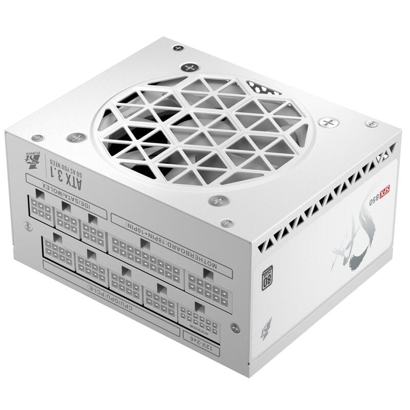 Блок питания 1stPlayer SFX 850W White Gold (PS-850SFX WHITE) [850 Вт, 80 PLUS Gold, 8x SATA, 1 x 16 pin (12VHPWR), 2 x 6+2 pin PCIe, 4+4 pin CPU, SFX]