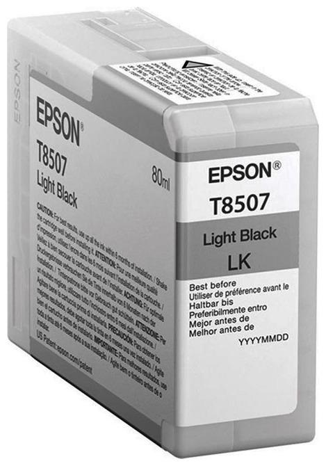 Картридж струйный Epson C13T850700 Light Black T850700 UltraChrome HD, оригинальный, серый, 80 мл