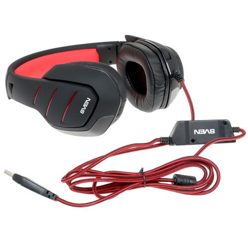 SVEN AP-U997MV Игровые стереонаушники с микрофоном черный-красн (USB, LED, 7.1)