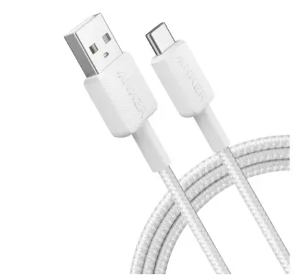 Интерфейсный кабель Anker 322 USB-A to USB-C 1М (A81H5G21) Белый