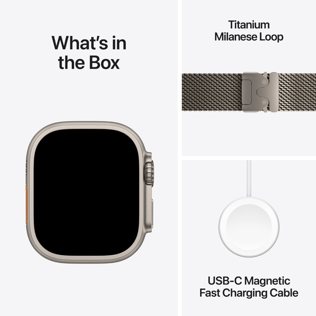 Apple Watch Ultra 3 GPS + Cellular 49mm (MEWY4QR/A) Natural Titanium Case with Natural Titanium Milanese Loop - Medium, Model A3281, серебристый