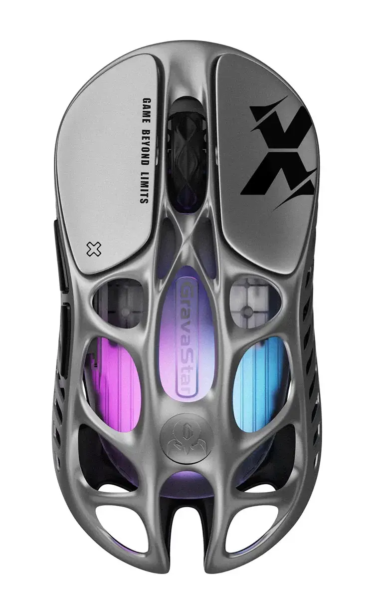 Мышь Gravastar Mercury X [беспроводная, светодиодная, 32000 DPI, 1000 Гц подсветка, Серебристый]