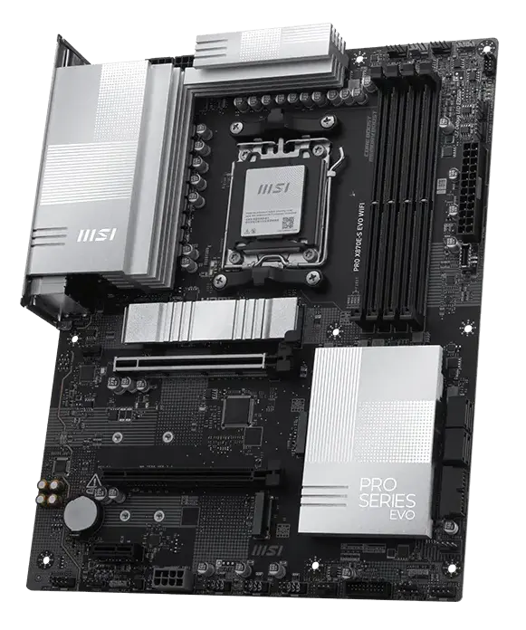 Материнская плата MSI PRO X870E-S EVO WIFI [AM5, AMD X870E, 4xDDR 5, 3xM.2, 2xPCI-E x16, Standard-ATX]