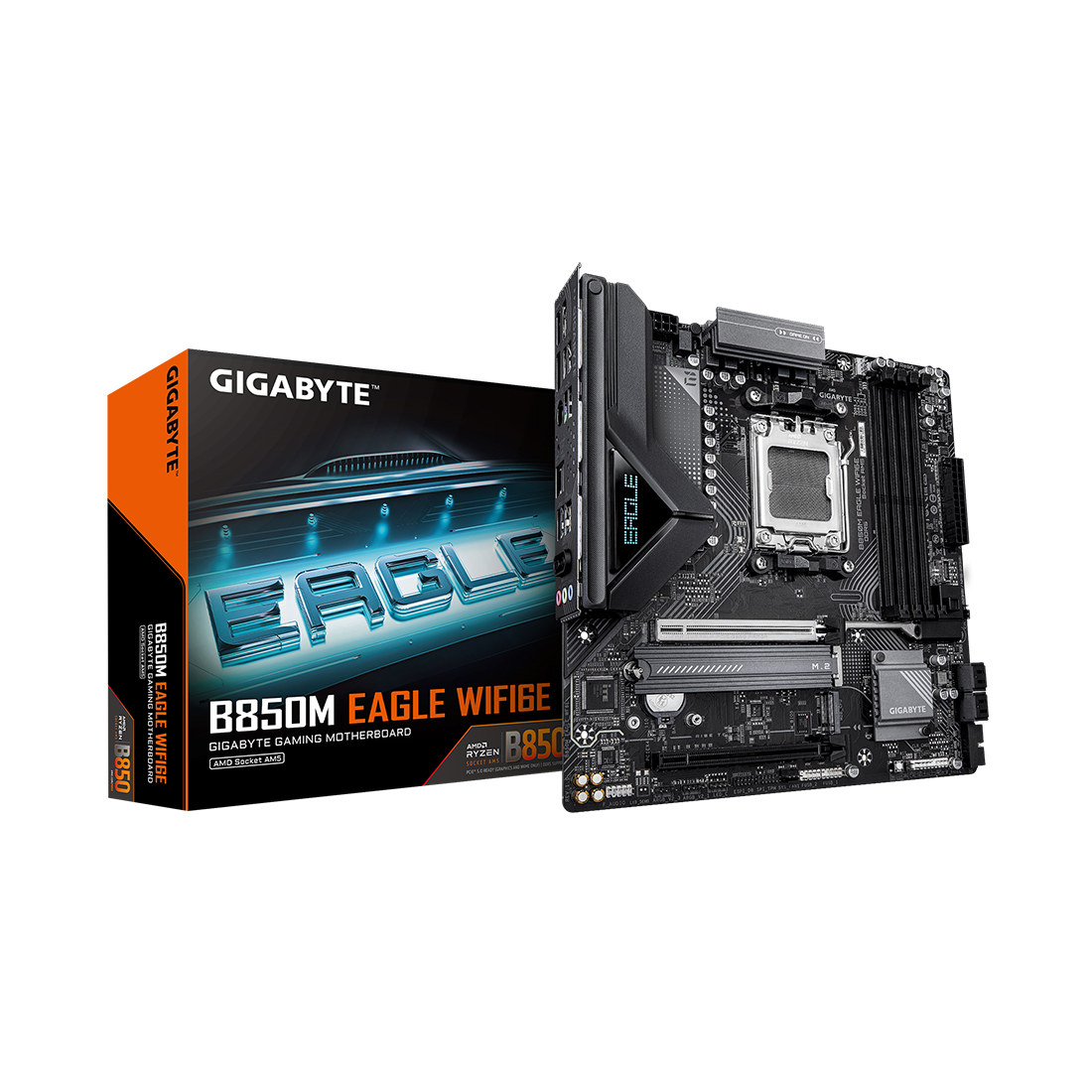 Материнская плата Gigabyte B850M EAGLE WF6E [AM5, AMD B850, 4xDDR 5, 2xM.2, 2xPCI-E x16, Micro-ATX]