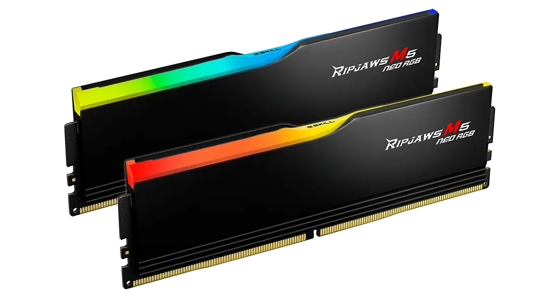 Комплект оперативной памяти G.Skill RipJaws M5 Neo RGB (F5-6000J3636F32GX2-RM5NRK) [64 ГБ, DDR 5, 6000 МГц, 1.35 В, KIT]
