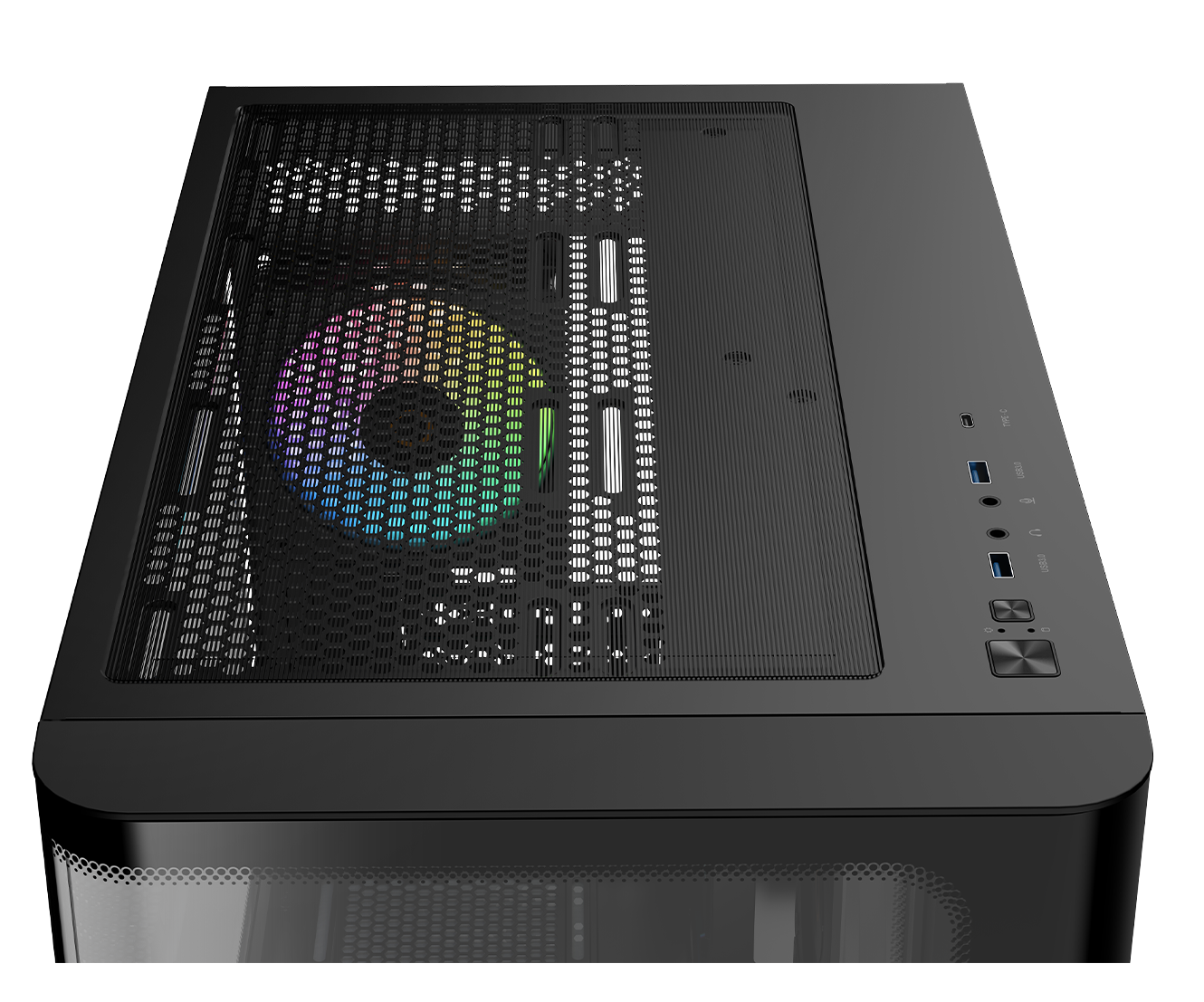 Корпус Ocypus Iota C50 Curve ARGB (Iota-C50-BKD300CD-GL) [Mini Tower, 3 x 120 мм, черный]