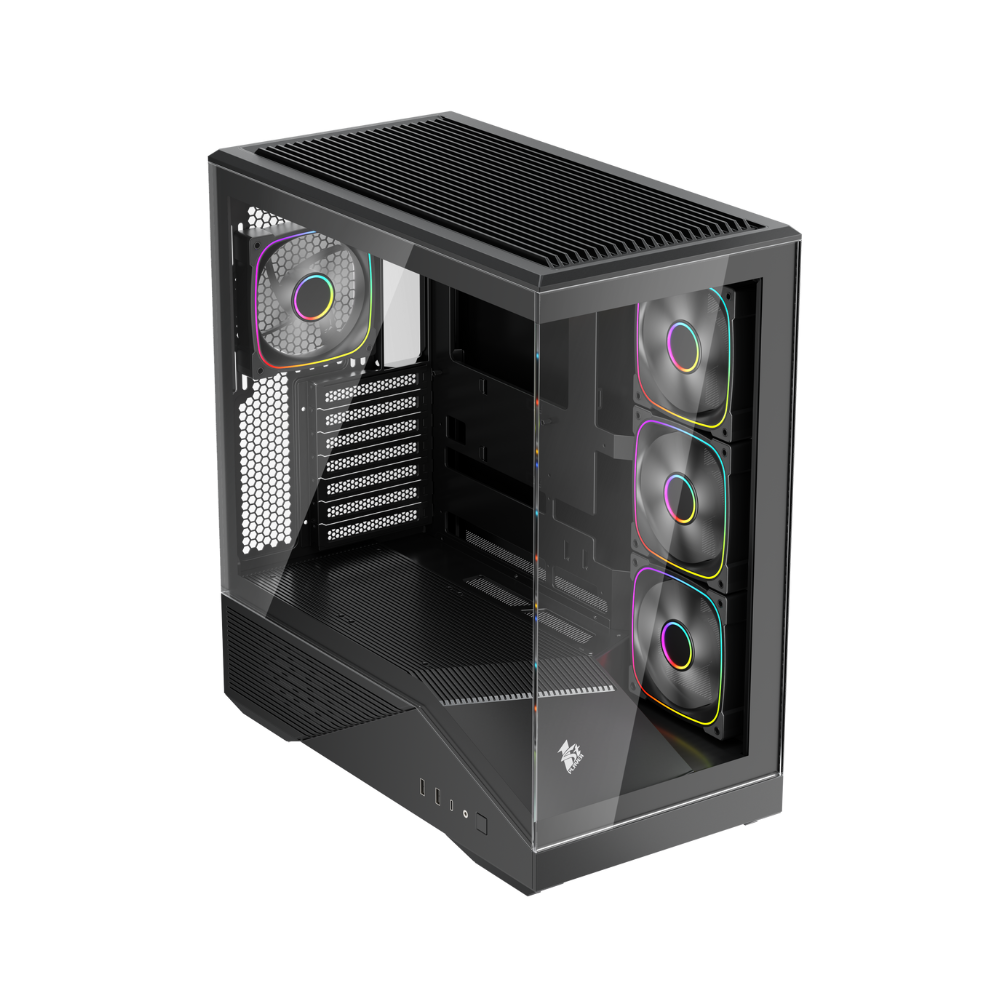 Корпус 1stPlayer FIREBASE GM7 (GM7-BK-3FN7R-1FN7) [Midi Tower, 4 x 120 мм, черный]