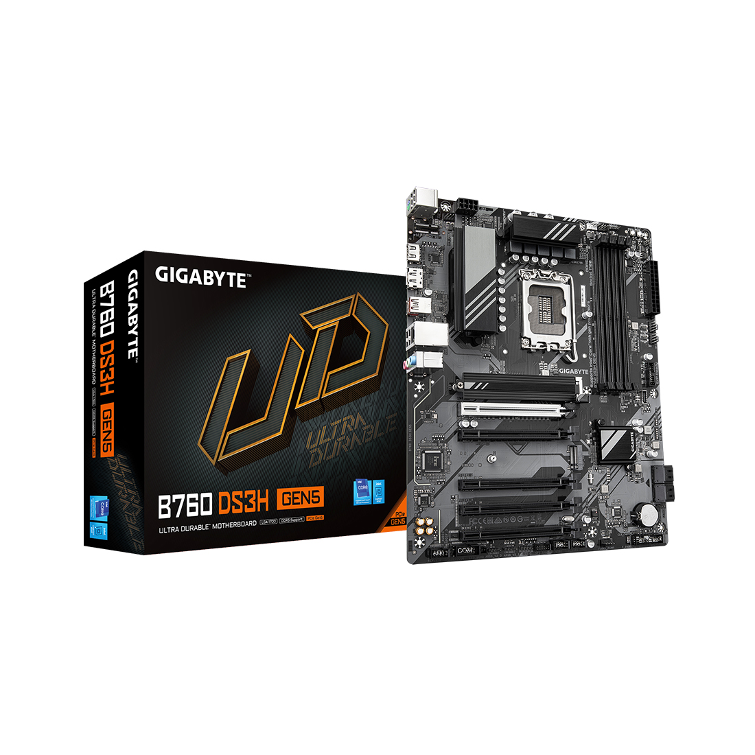 Материнская плата Gigabyte B760 DS3H GEN5 [LGA 1700, Intel B760, 4xDDR 5, 2xM.2, 5xPCI-E x16, Standard-ATX]