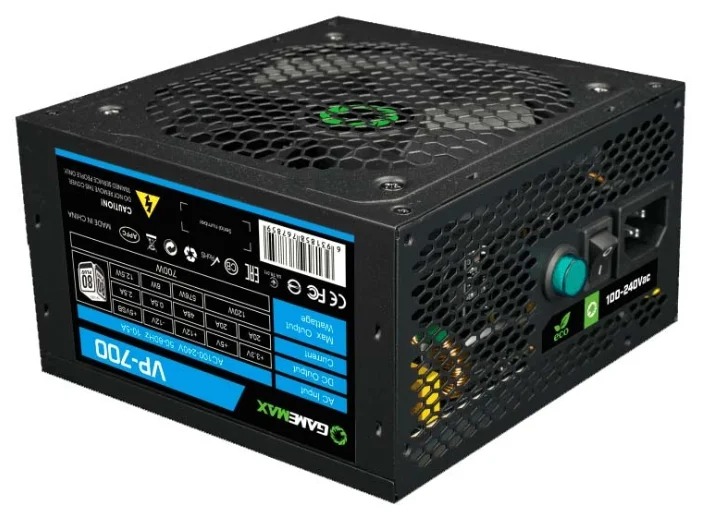 Блок питания ПК GameMax VP-700 [700 Вт, 5x SATA, 2x 6+2 pin PCIe, 1x 4+4 pin CPU]