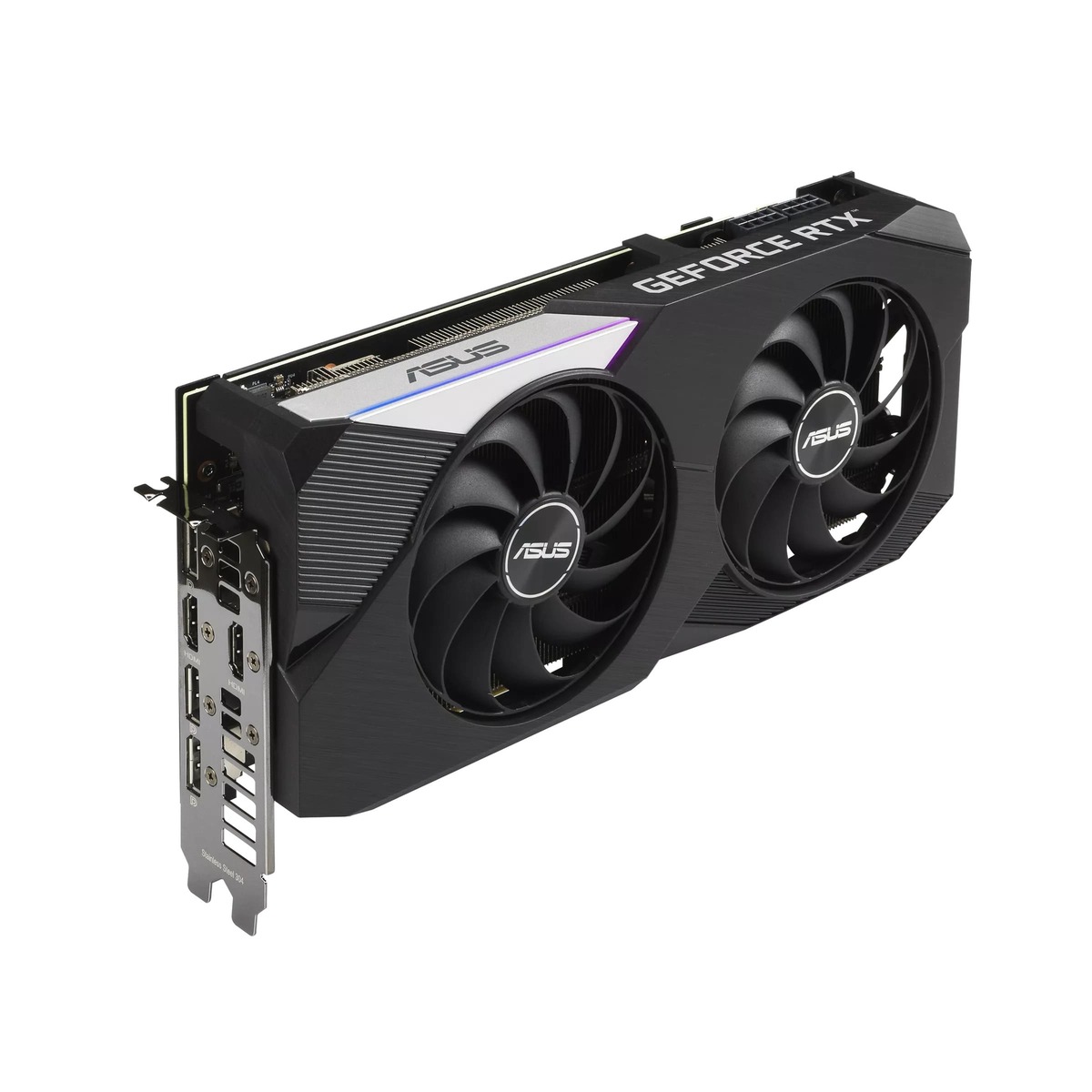 Видеокарта ASUS GeForce RTX 3070 Dual V2 OC (DUAL-RTX3070-O8G-V2) [8 ГБ, GDDR6, 256 бит, 1500 МГц, HDMI (2 шт), DisplayPort (3 шт)]
