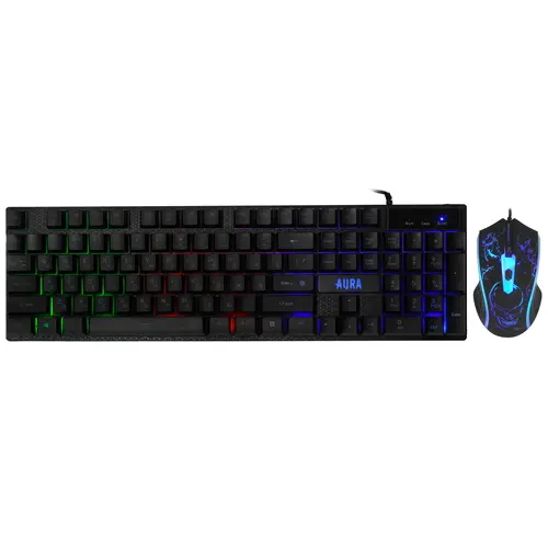 Клавиатура+мышь+коврик Defender Aura MKP-117 (52117) [мембранная, проводная, подсветка, черная]