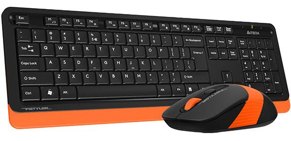 Клавиатура+мышь беспроводная A4tech Fstyler FG1010 Orange-Black