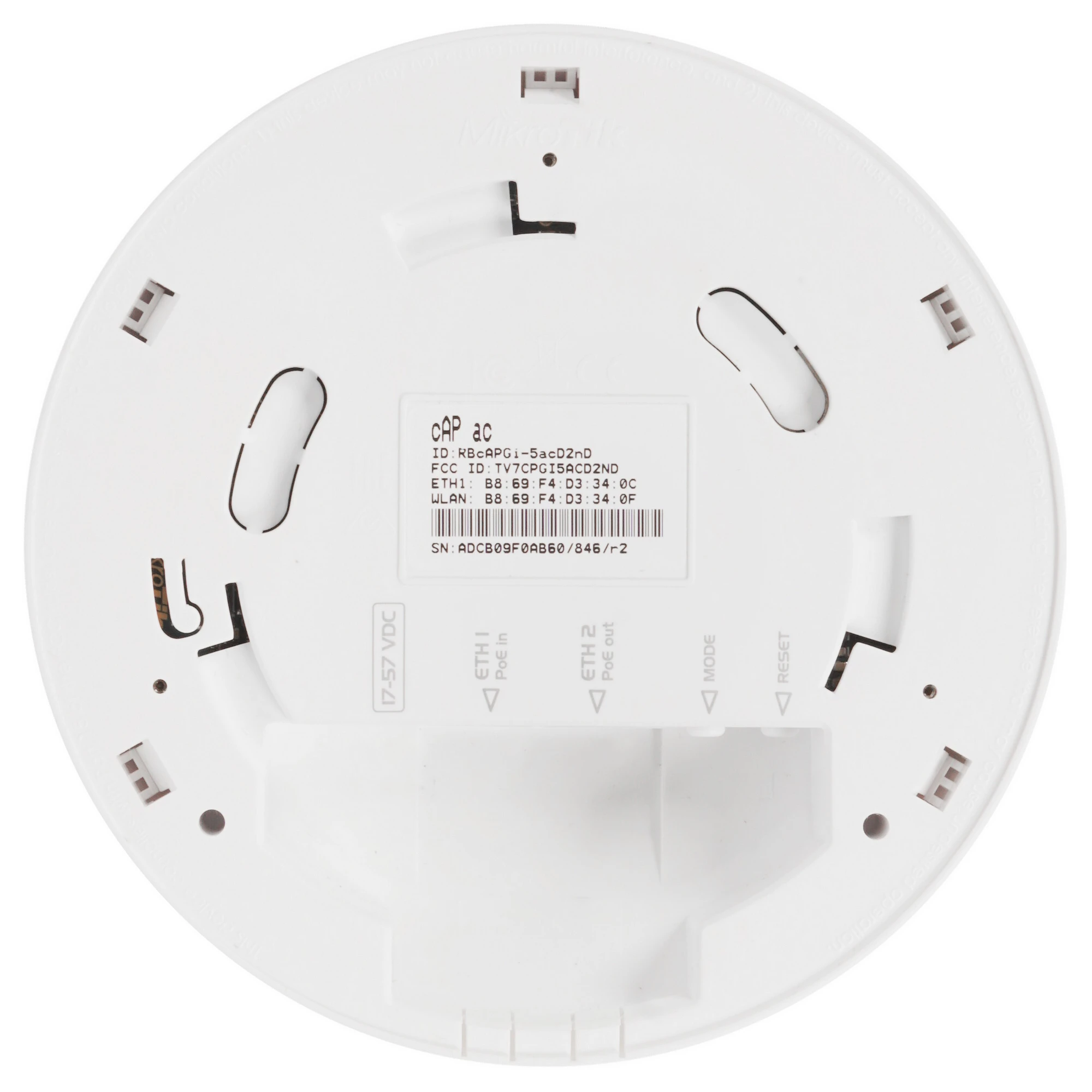 Wi-Fi точка доступа MikroTik cAP ac (RBcAPGi-5acD2nD) 716MHz CPU, 128MB RAM, 2 x Gbit LAN