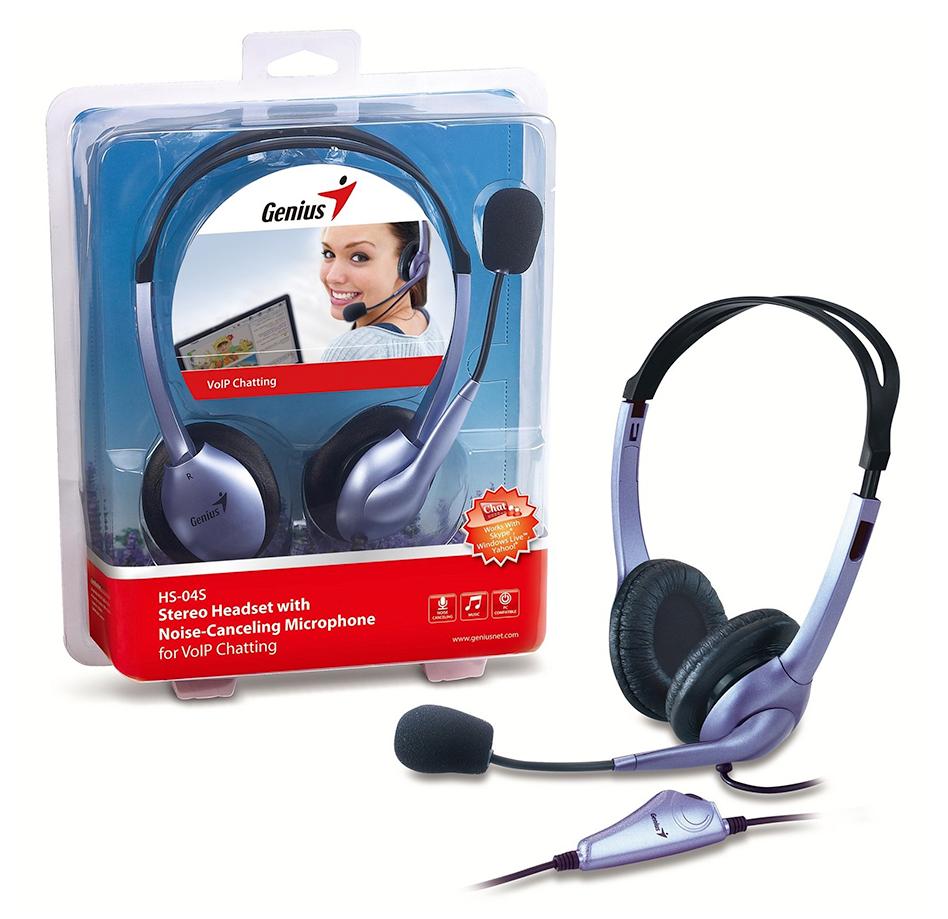 Наушники Genius HS-04S, 31710156101, SINGLE, MIC, 3.5 мм, черный 