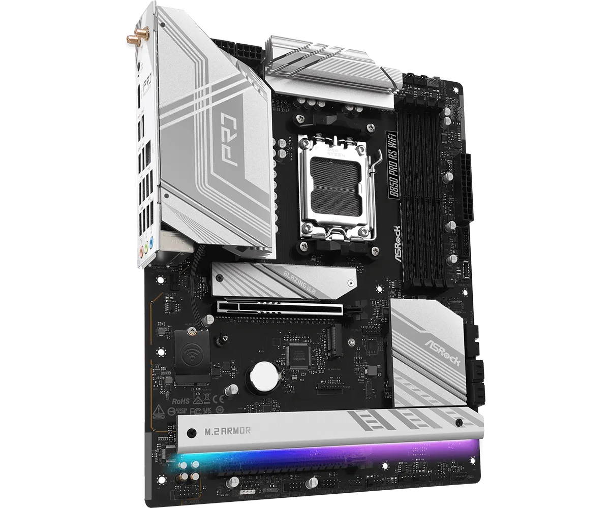 Материнская плата ASRock B850 Pro RS WiFi [AM5, AMD B850, 4xDDR 5, 3xM.2, 2xPCI-E x16, Standard-ATX]