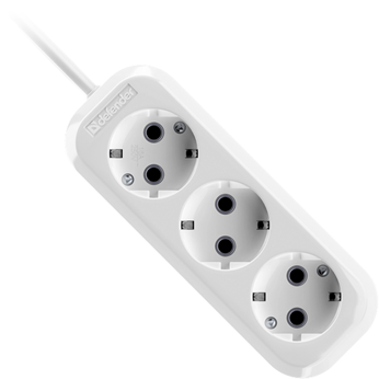 Удлинитель с заземлением Defender R330 16 А, 15 м, 3 розетки, белый