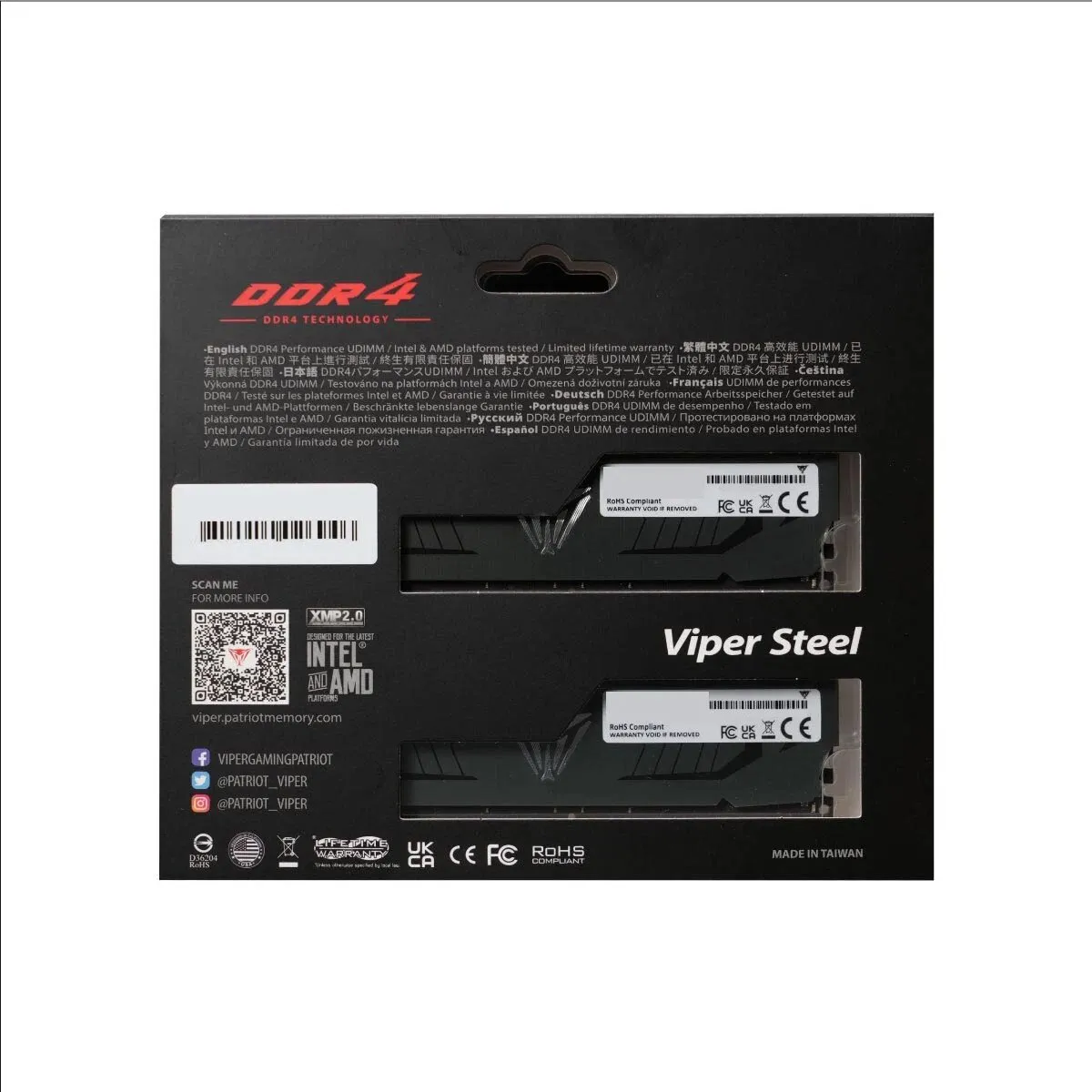 Комплект модулей памяти Patriot Viper Steel, PVS432G320C6K [32 ГБ DDR 4, 3200 МГц, 1.35 В, KIT]