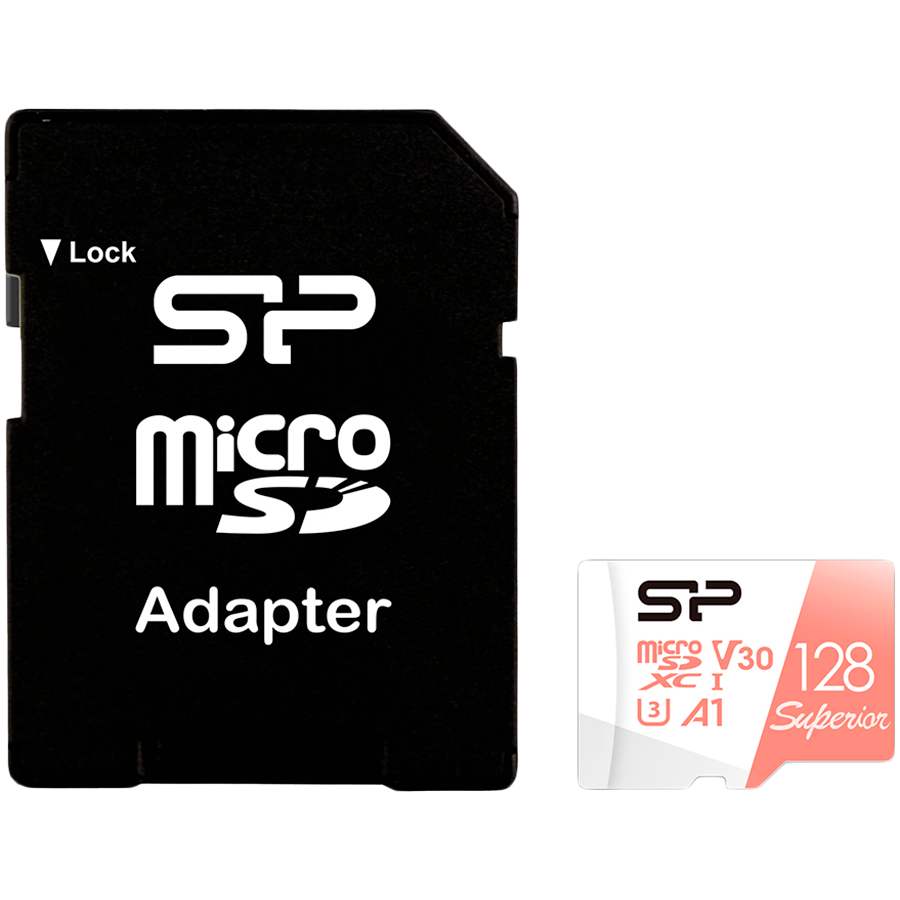 Карта памяти Silicon Power Superior / V30 128GB mSD Card UHS-1 (U3) V30 R/W: up to 100/80 MB/s, IOPS 1500/500, A1, V30, ECC function (SP128GBSTXDV3V20SP)