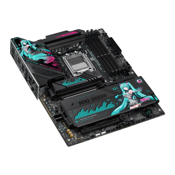 Материнская плата Asus ROG STRIX X870E-H GAMING WIFI7 HATSUNE MIKU EDITION (90MB1MA0-M0EA) [AM5, AMD X870E, 4xDDR 5, 4xM.2, 2xPCI-E x16, Standard-ATX]