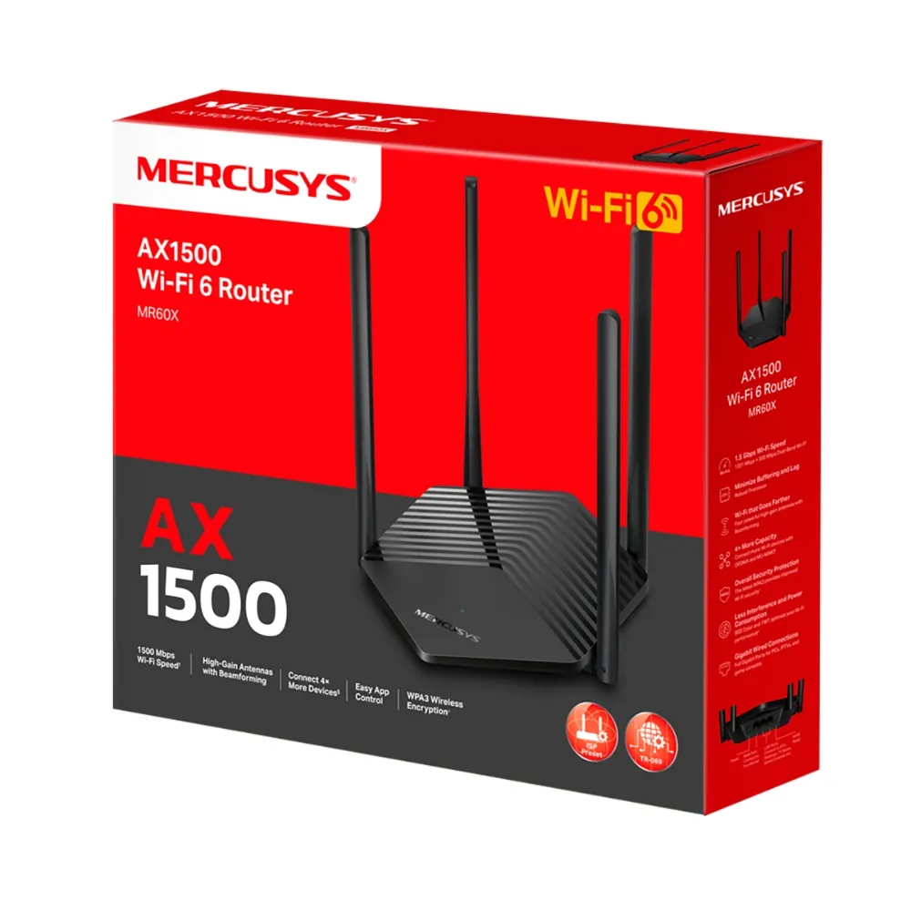 Маршрутизатор беспроводной AX1500 GbE Mercusys MR62X Wi-Fi 6