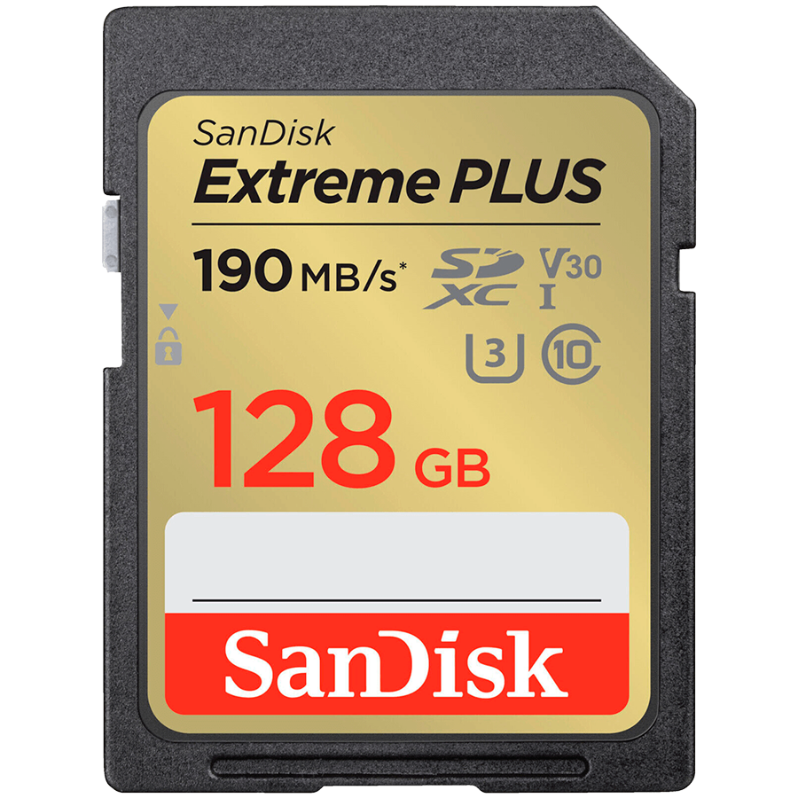 Карта памяти SANDISK Extreme PLUS 128GB SDXC, UHS-I, Class 10, U3, V30 (SDSDXWA-128G-GNCIN)