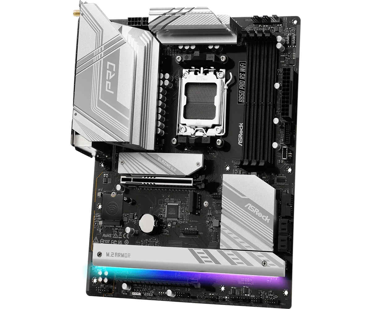 Материнская плата ASRock B850 Pro RS WiFi [AM5, AMD B850, 4xDDR 5, 3xM.2, 2xPCI-E x16, Standard-ATX]